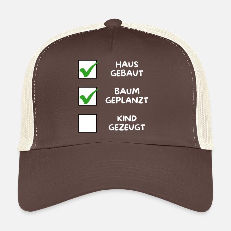 Maison construite, arbre planté (enfant conçu) blanc Casquette trucker 