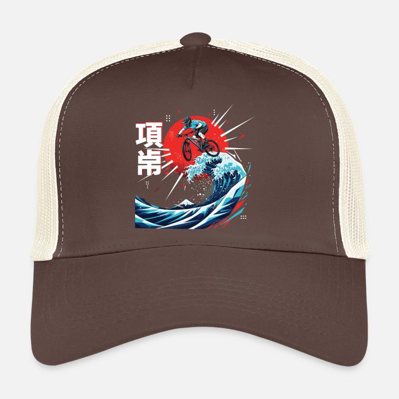 BMX Rider Over Rising Sun Wave Trucker Cap