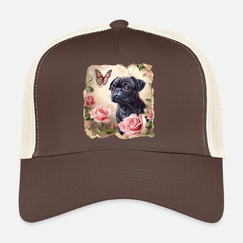 Carlin noir avec papillon Casquette trucker 
