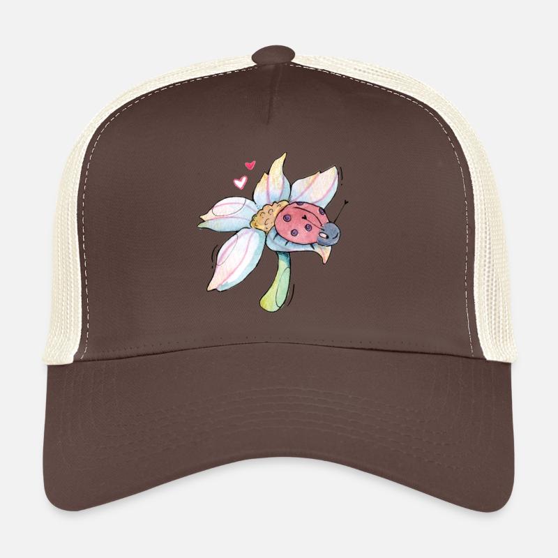 Douce Lucky Charm Ladybug sur fleur Casquette trucker 