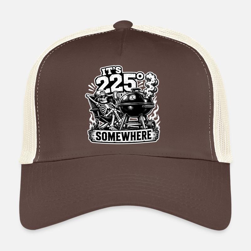 It's 225° Somewhere BBQ Grill Skeleton Trucker Cap