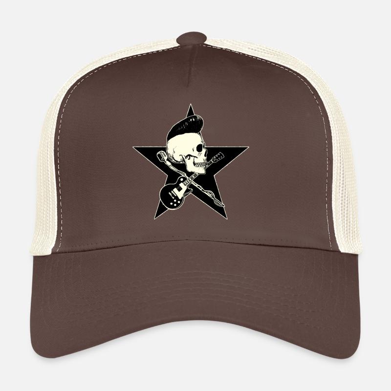 Rock-n-Roll Skull - Trucker Cap - Braun/Beige