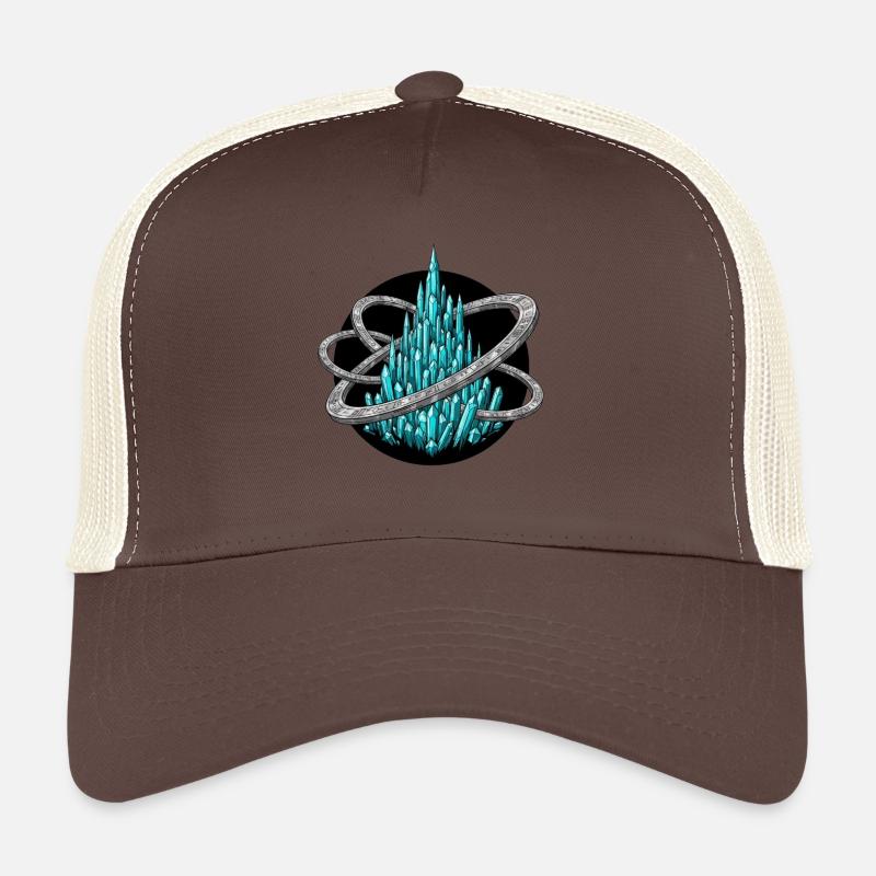 Azure Turquoise Crystal Orbit - Trucker Cap - brown/beige