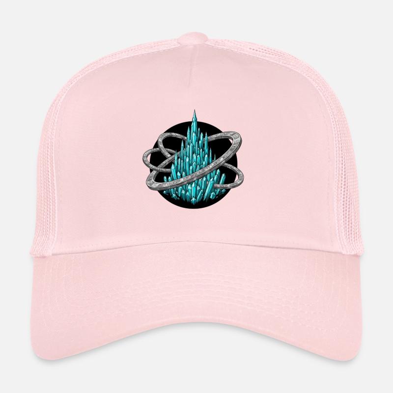 Azure Turquoise Crystal Orbit Trucker Cap