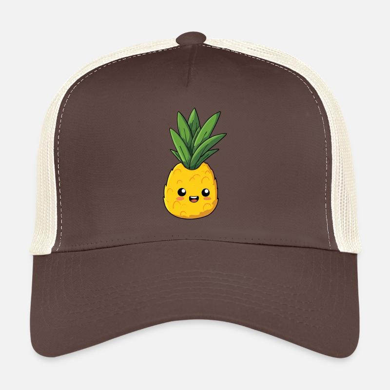 ananas content, expression innocente et mignonne - Casquette trucker  - marron/beige