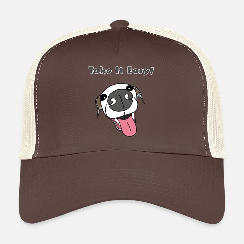 Take It Easy Pup Cartoon, italian greyhound - Trucker Cap - brown/beige