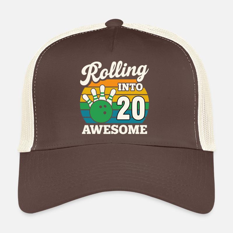Bowling 20th Birthday Celebration Graphic - Trucker Cap - brown/beige
