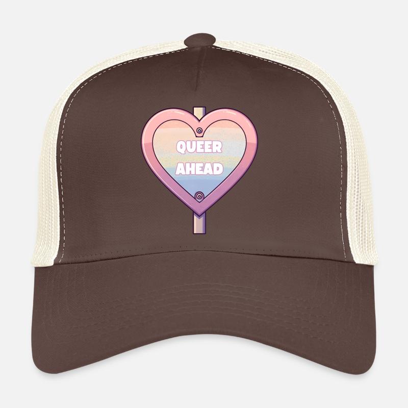 Queer Ahead – Rainbow Heart Design Trucker Cap