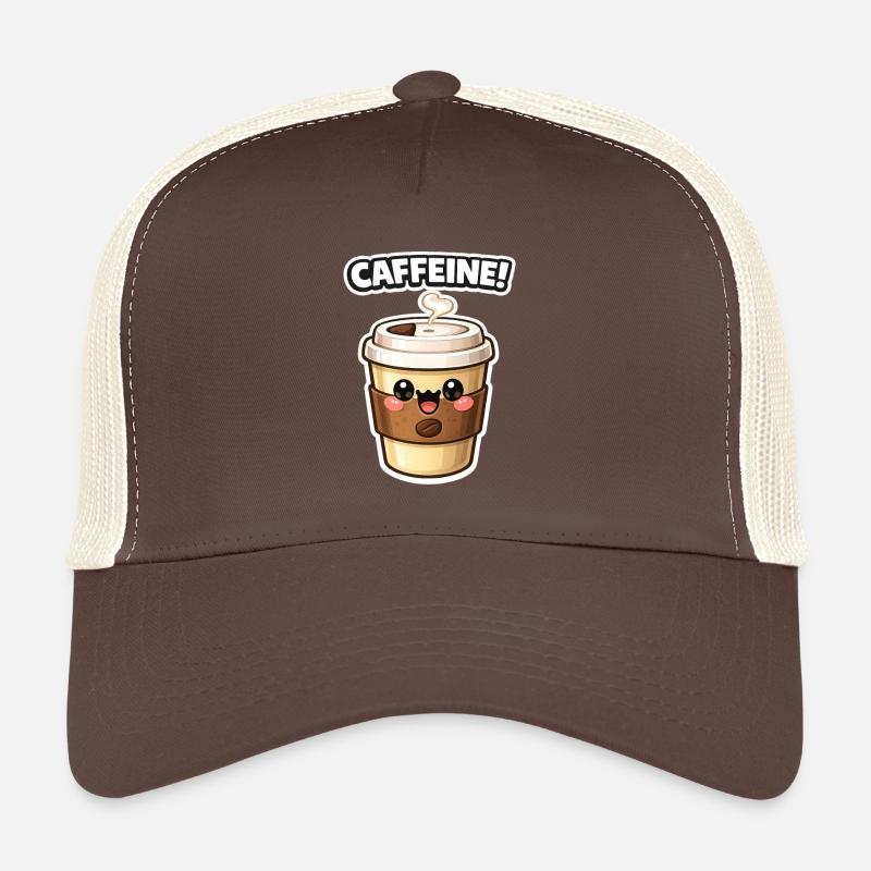 Kawaii Coffee Mug Smiling Cartoon Trucker Cap
