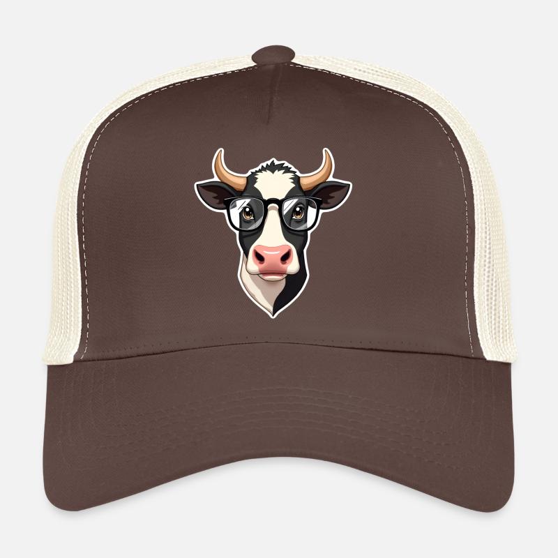 Vache avec des lunettes Casquette trucker 