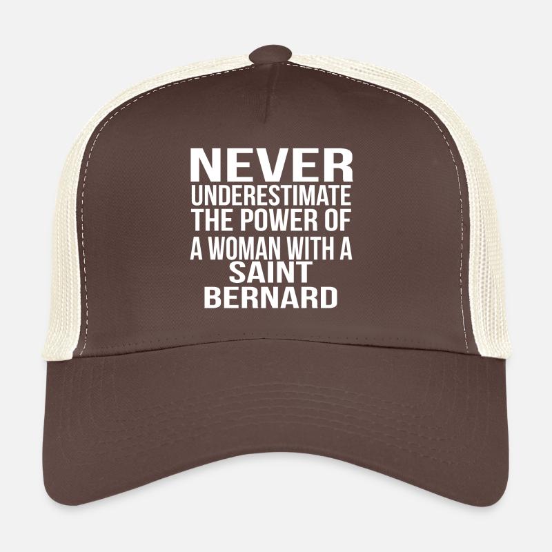Never underestimate the power woman saint bernard Trucker Cap
