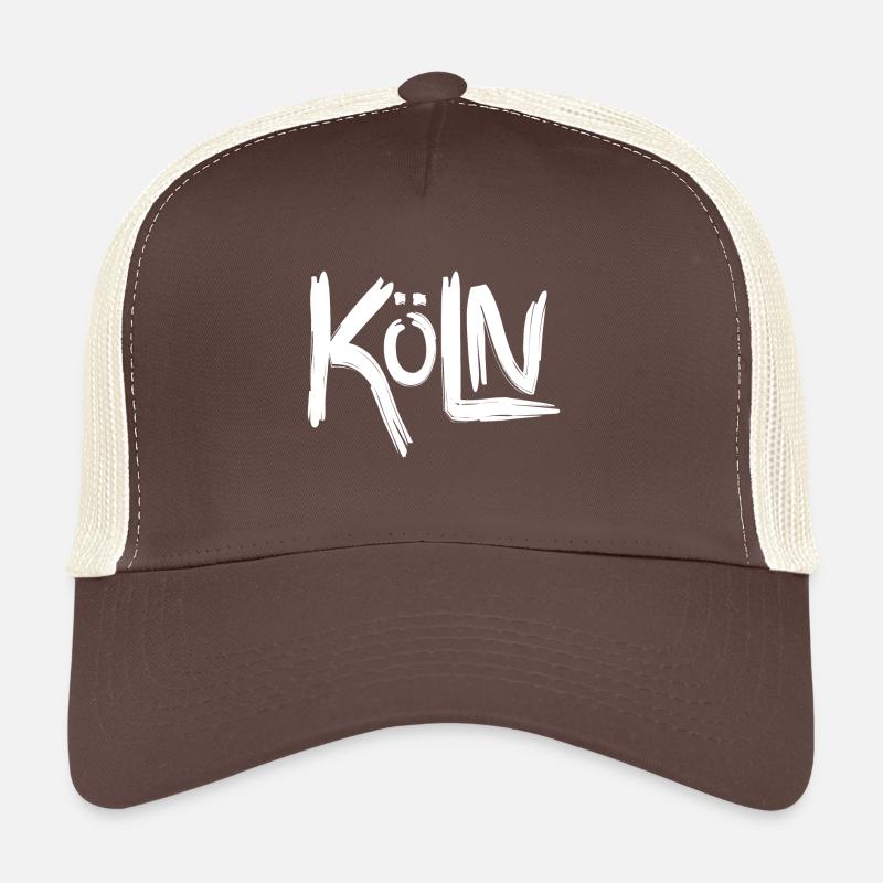 Köln Kölle oder Colonia, Stadt am Rhing mit Dom - Trucker Cap - Braun/Beige
