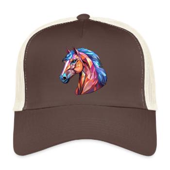 Pferd im Diamant - Stil - Trucker Cap - Braun/Beige - Vorne