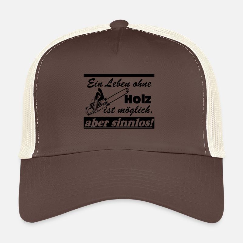 Motorsäge , Kaminholz , Old School , ein Leben(25) - Trucker Cap - Braun/Beige