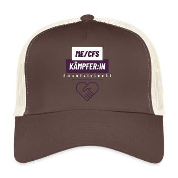 ME/CFS KÄMPFER:IN 💪 - aubergine II 💜 - Trucker Cap - Braun/Beige - Vorne