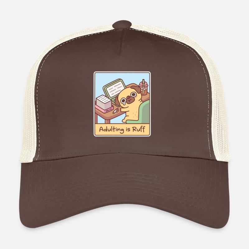 Überlasteter trauriger Mops, der erwachsen wird, ist Ruff Funny Trucker Cap