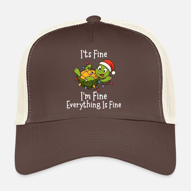Funny Christmas Turtle It's Fine Everything fine Trucker Cap