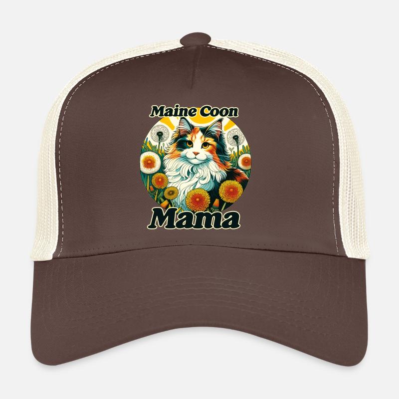 Maine Coon Mama Blumenkreis - Trucker Cap - Braun/Beige