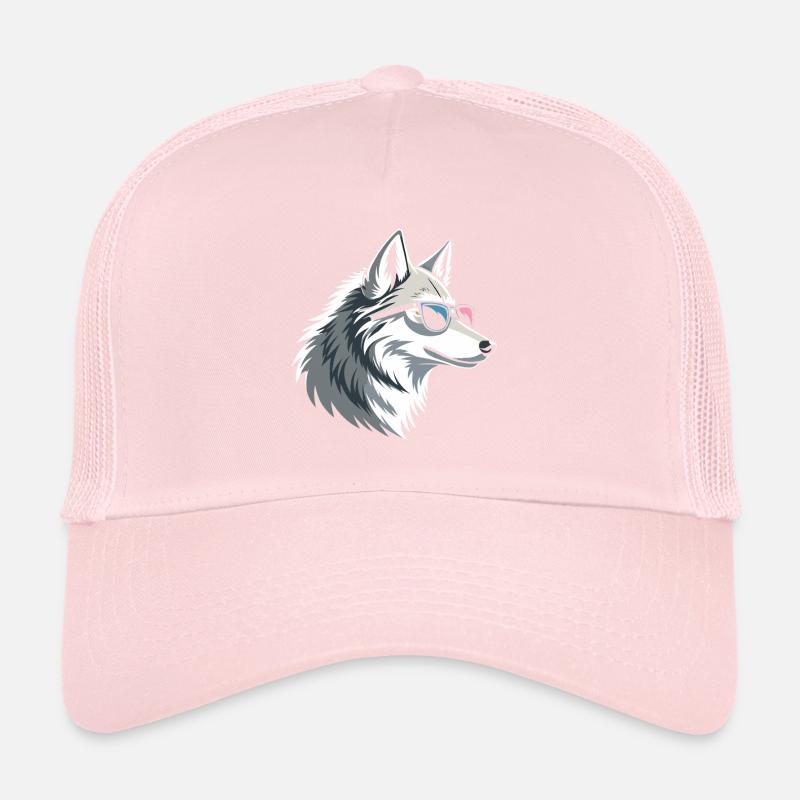 Wolf mit Brille im eisigen Stil Trucker Cap