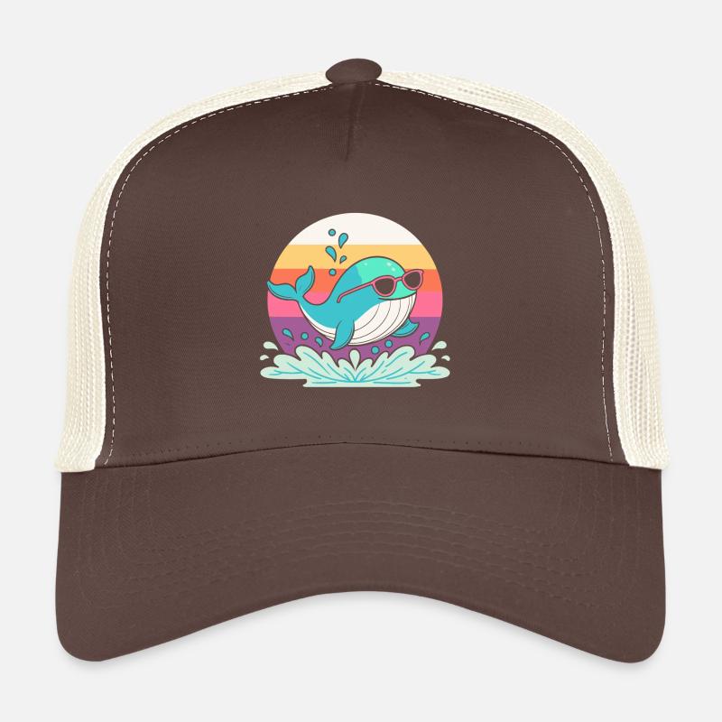 Baleine Surf Arc en Ciel Rétro Casquette trucker 