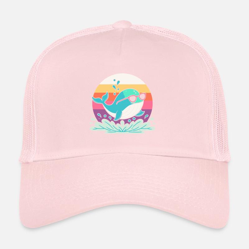 Whale Surf Retro Rainbow Trucker Cap
