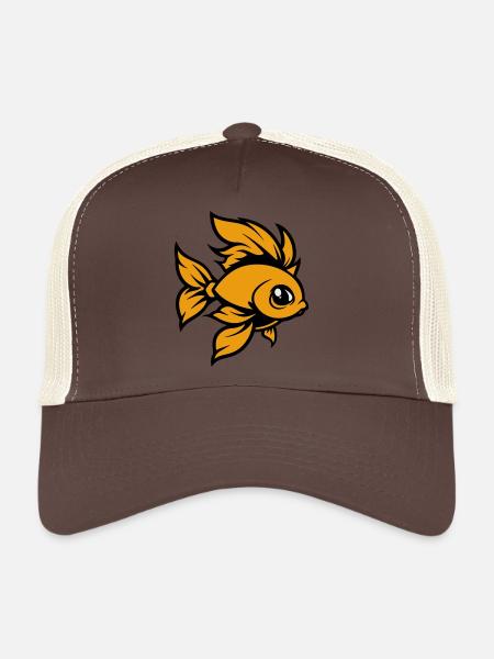 Poisson rouge Poisson Bande Dessinée - Casquette trucker  - marron/beige - Devant