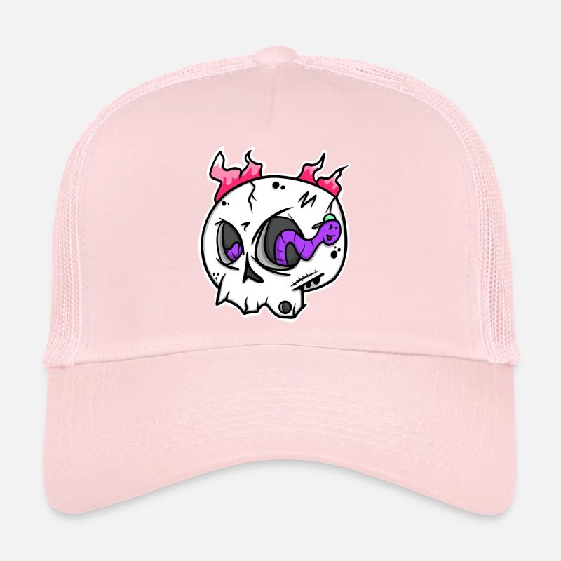 Skull & Worm : Crâne coloré avec une touche d’originalité ! Casquette trucker 
