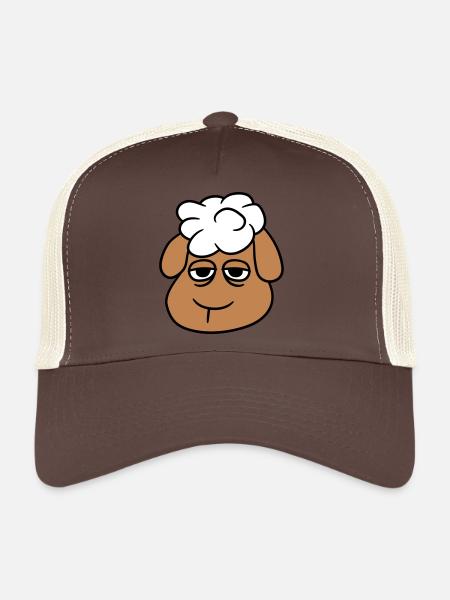 mouton fatigué ennuyé blanc regarder tête visage - Casquette trucker  - marron/beige - Devant