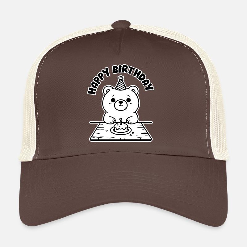 Birthday Bear having cake - Happy Birthday Design Trucker Cap
