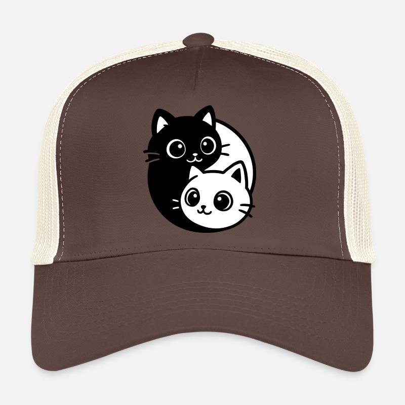 Portrait de chat Ying Yang Casquette trucker 