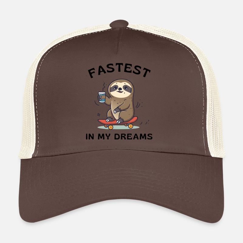 Sloth on Skateboard – Fastest in My Dreams Trucker Cap