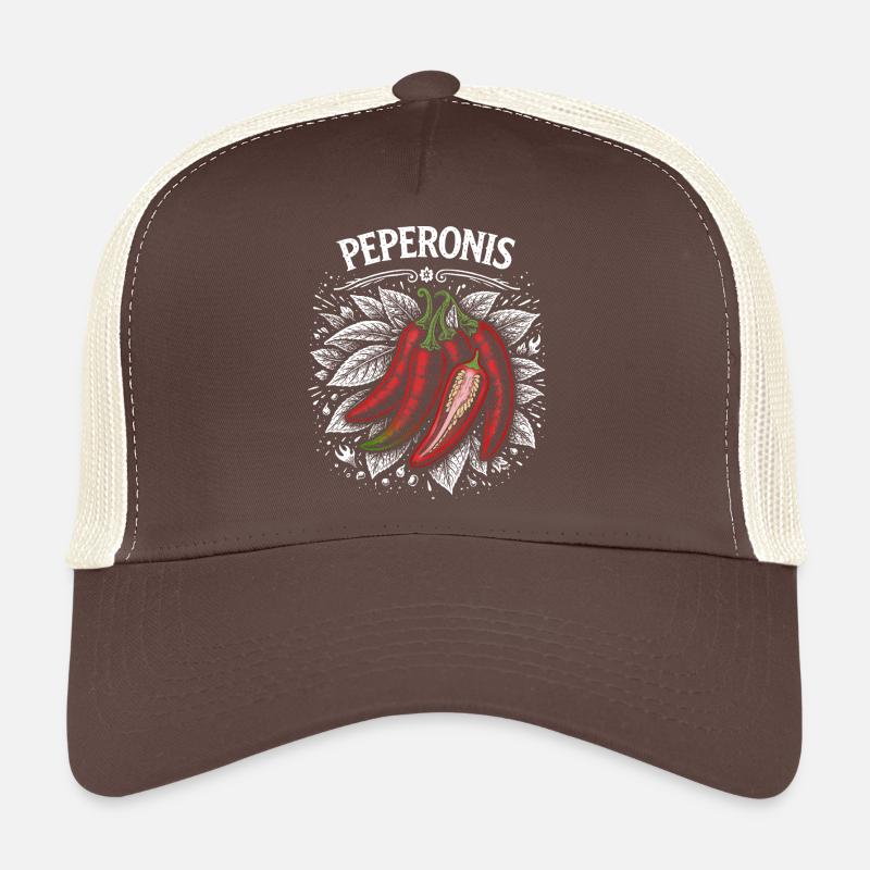 Conception de feuilles brûlantes de pepperoni Casquette trucker 