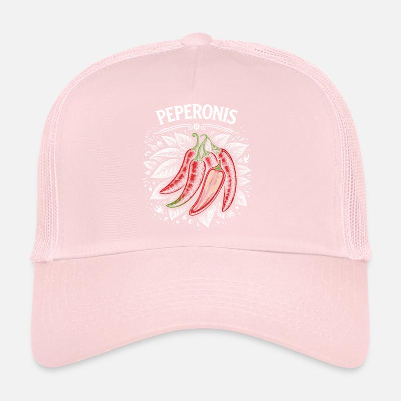 Conception de feuilles brûlantes de pepperoni Casquette trucker 