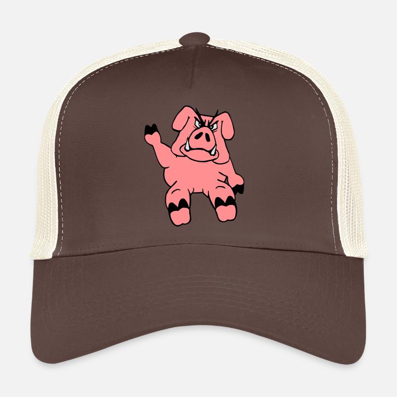 Evil Boar Waves Drôle de dessin animé Cochon de bande dessinée Casquette trucker 