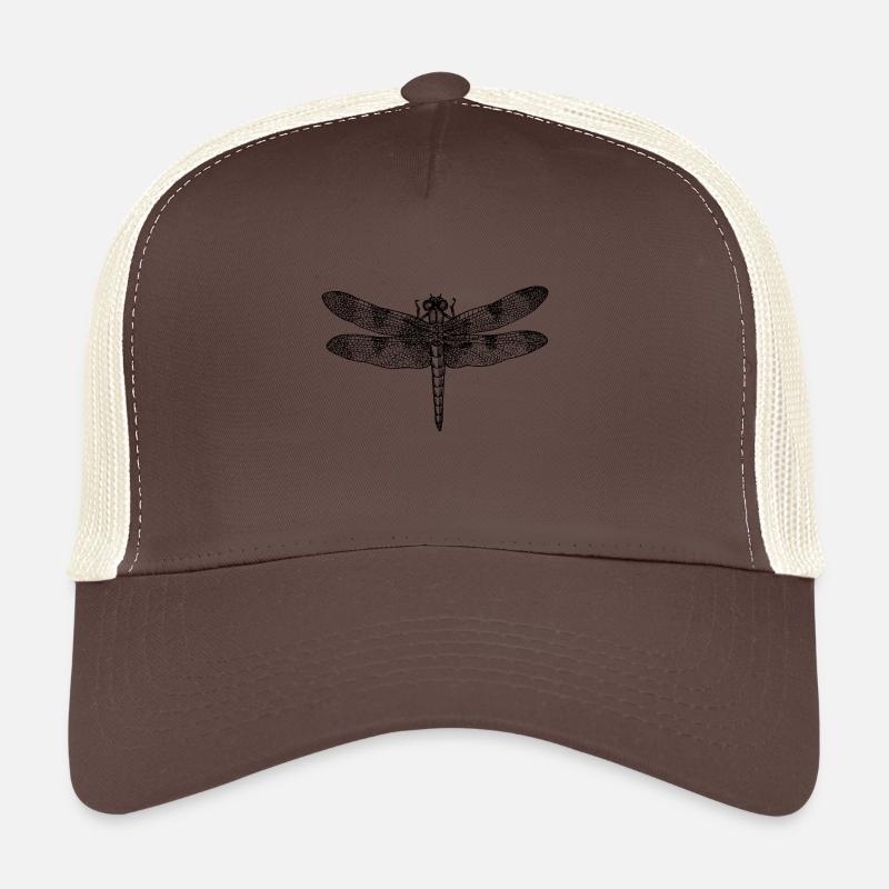Dragonfly dragonfly drawing insect outline retro - Trucker Cap - brown/beige