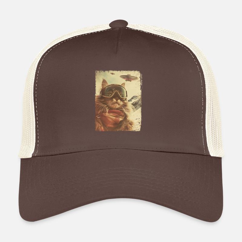 OVNI rétro vintage étrange Alien Ski chat Casquette trucker 
