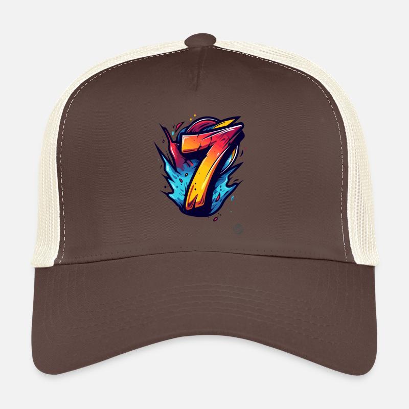 Bright "7" design with explosive colors Trucker Cap