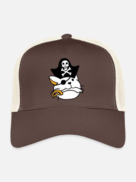 Mignon Pirate Cat Buccaneer Oeil Patch Chapeau Sabre - Casquette trucker  - marron/beige - Devant