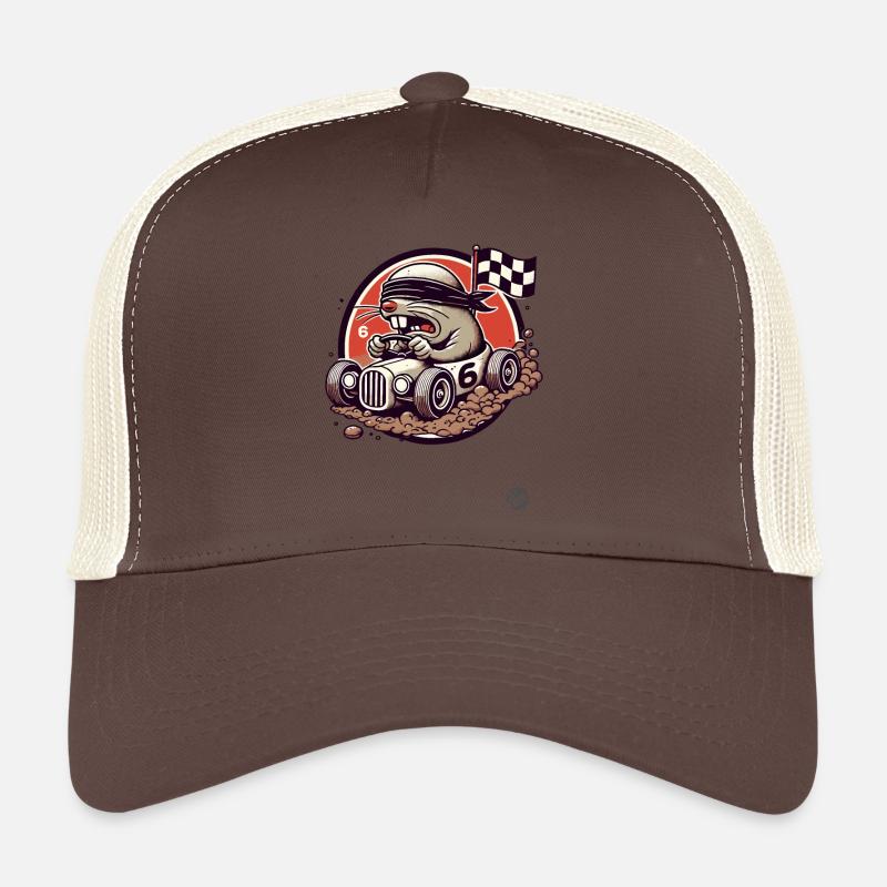 Retro Cartoon Auto Rennfahrer blinder Maulwurf Trucker Cap