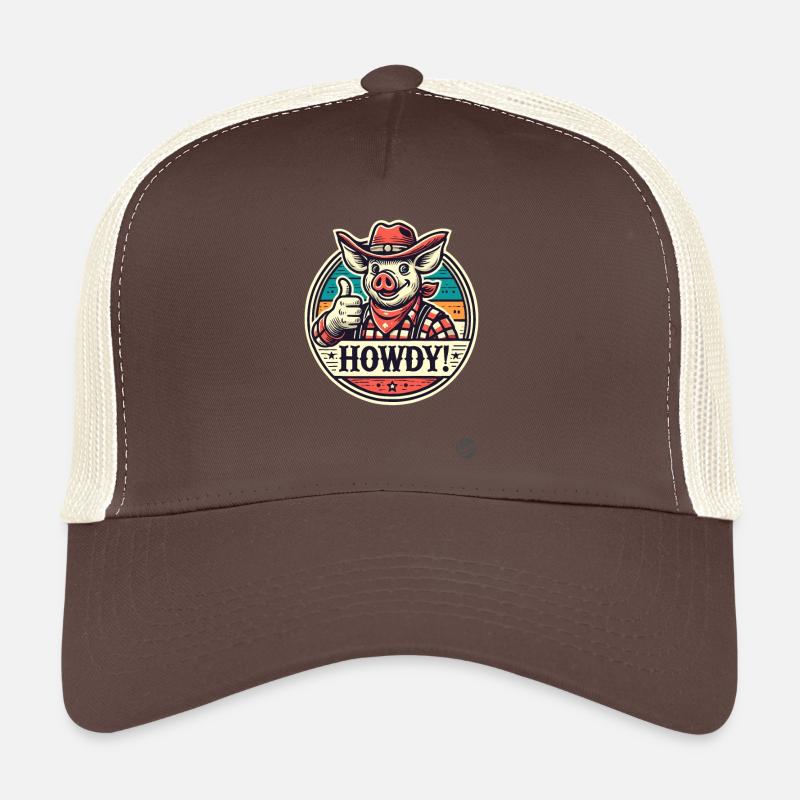 Western Parody Cowboy Pig Howdy Trucker Cap
