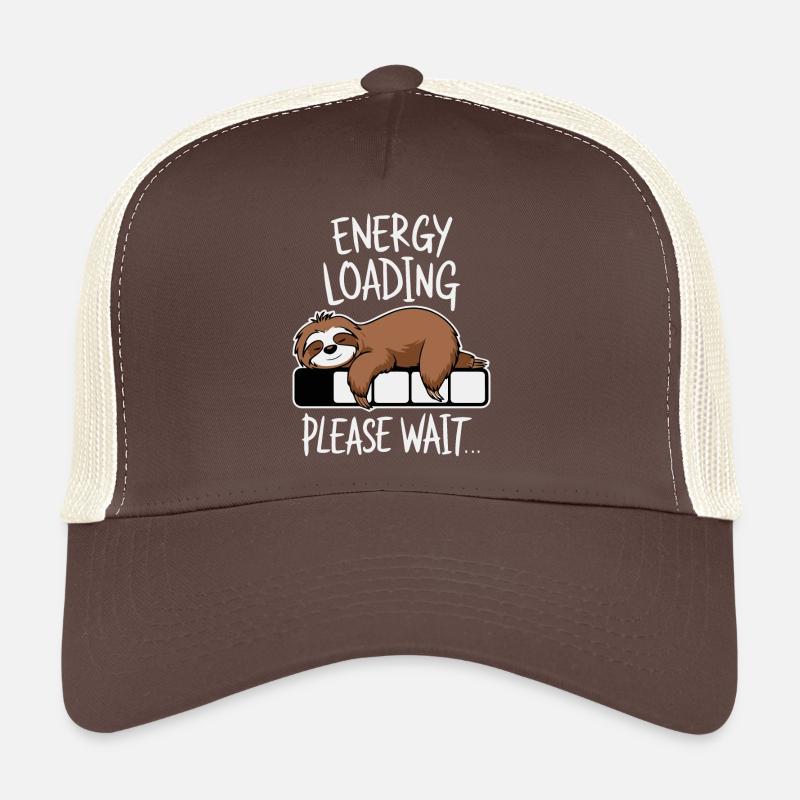 Energy Loading Please Wait Funny Sloth Kawaii - Trucker Cap - brown/beige