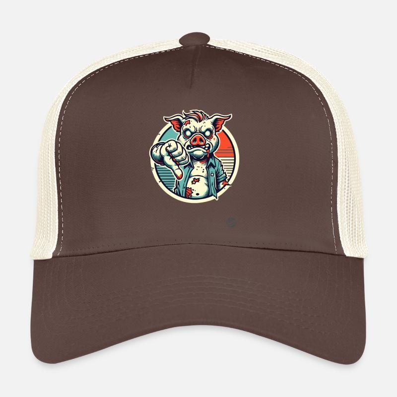 Pouces vers le bas cochon zombie Casquette trucker 