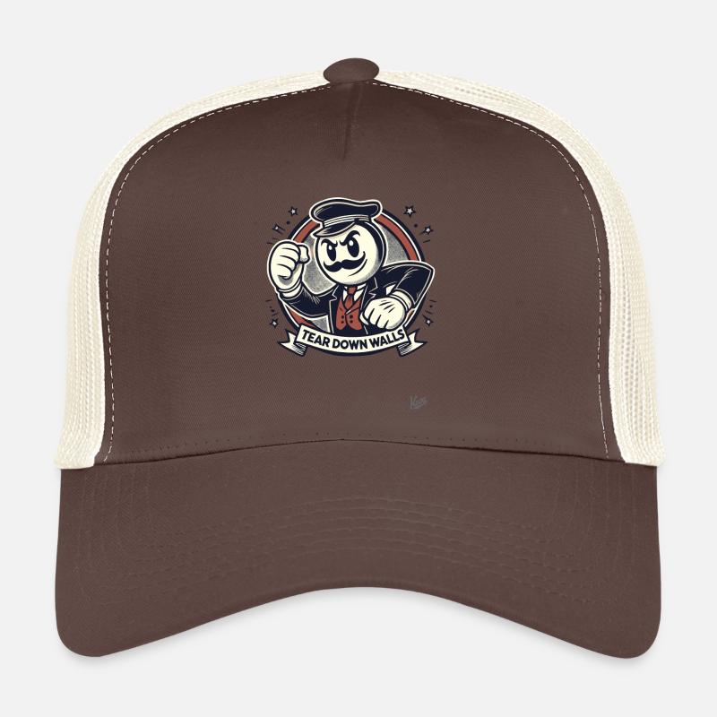 Retro-Schnurrbart-Mann, reißt Wände ein! Trucker Cap