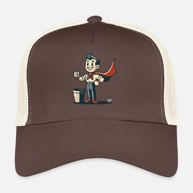 - Retro Trash Normal Superhero with Cloak Trucker Cap