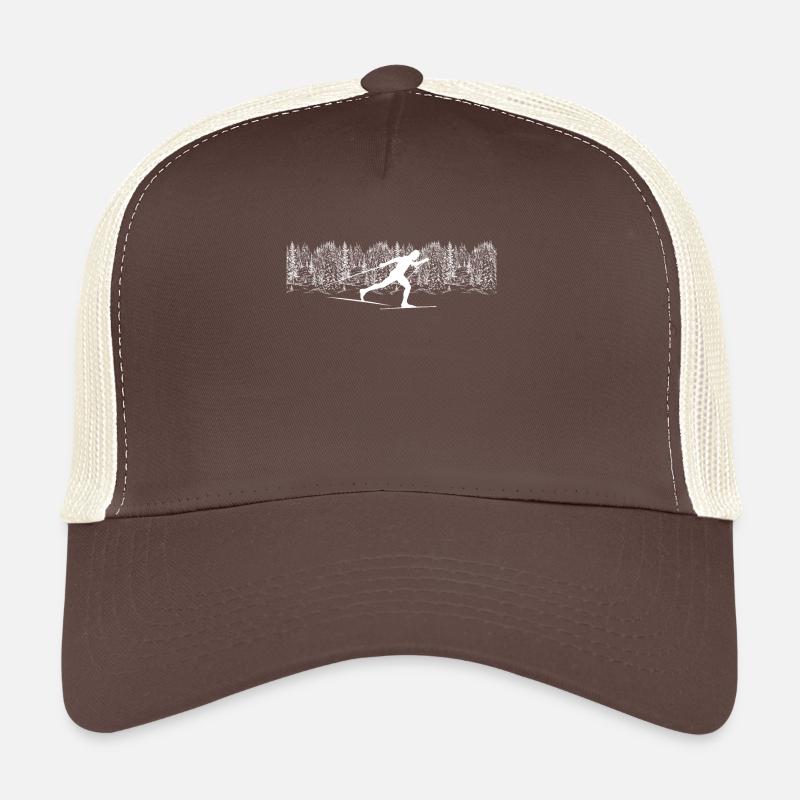 Ski Silhouette dans la forêt hivernale Ski Casquette trucker 