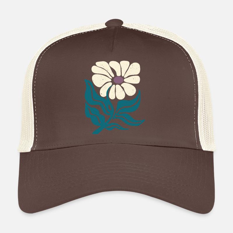 retro flower - Trucker Cap - brown/beige