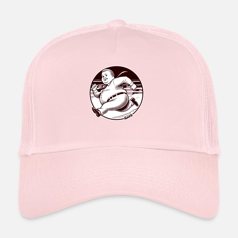 Chubby retro man running Trucker Cap