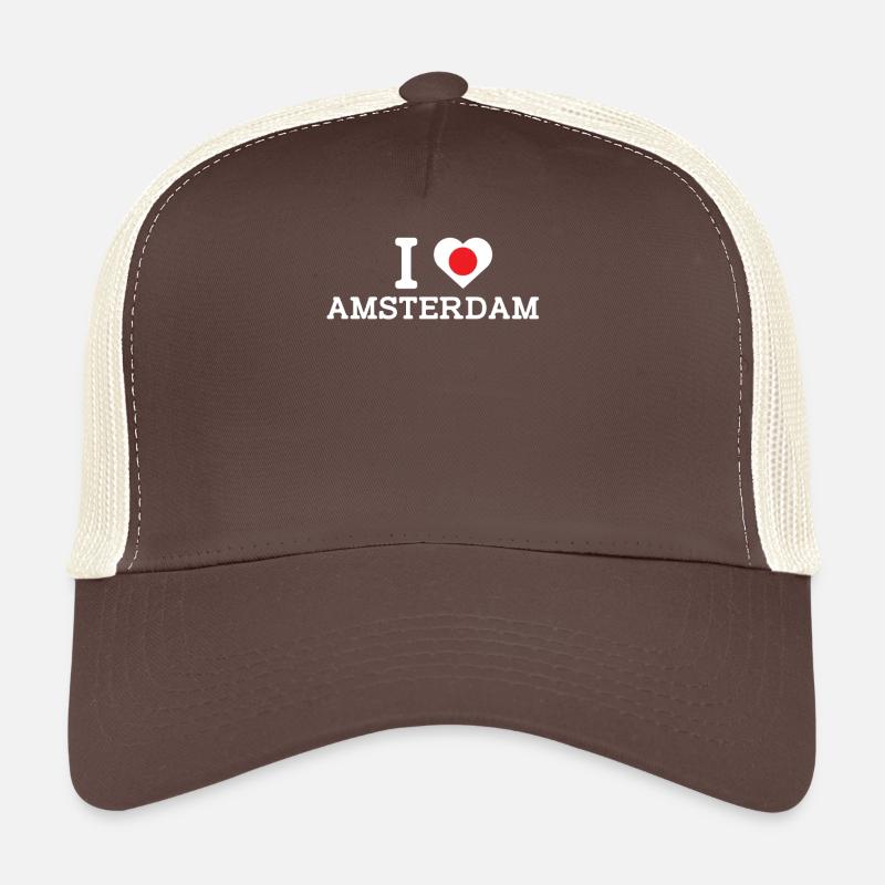 I Love Amsterdam Cool Japan Wrong Flag Lover Pun - Trucker Cap - brown/beige