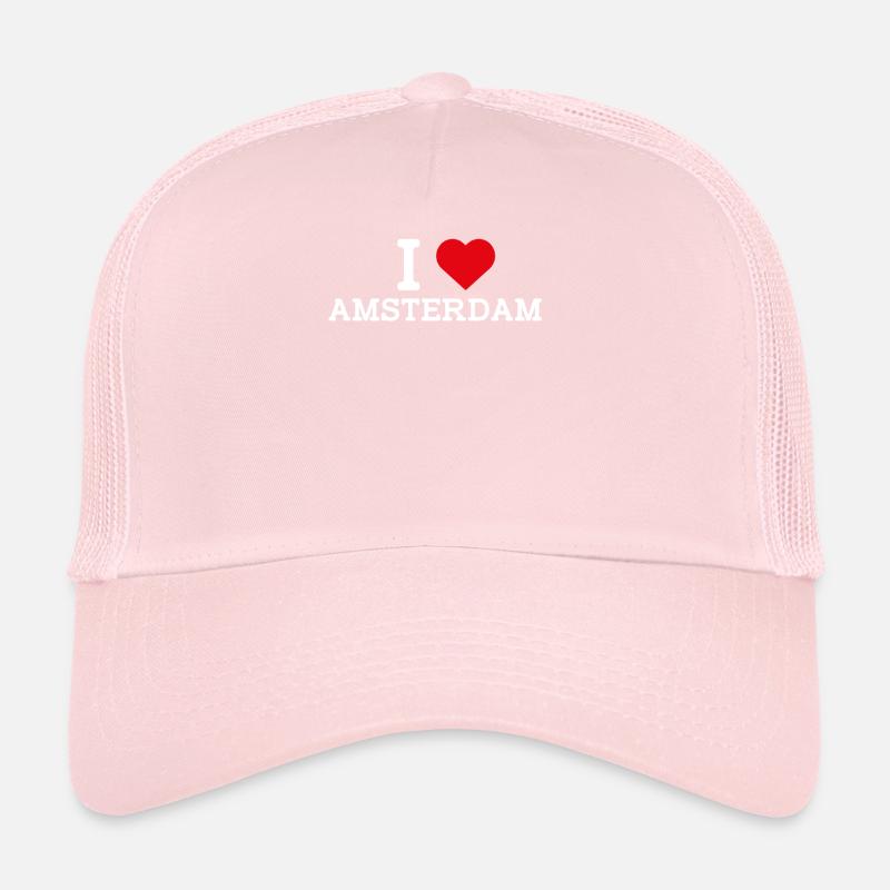 J’aime Amsterdam Coeur Drapeau Pays-Bas Jeu de mots Cool Casquette trucker 