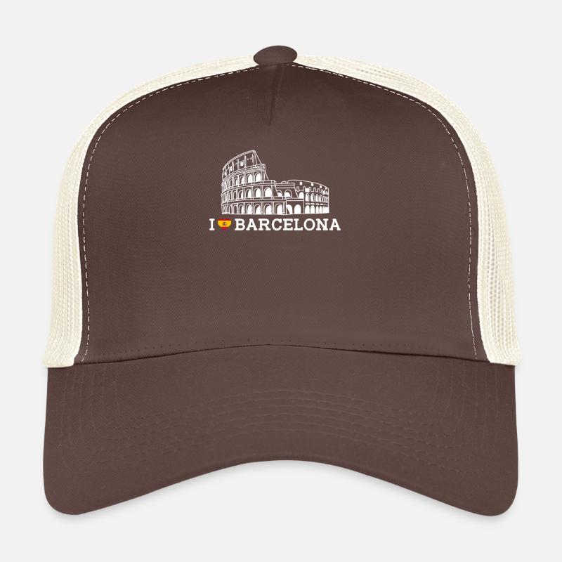 J’aime Barcelone Cool Espagne Lover Coeur Drapeau Jeu de mots Casquette trucker 